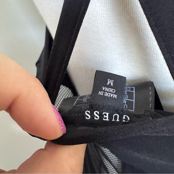 GUESS Black Mesh Bodysuit | Buckle Strap Detail, Deep V, Y2K Clubwear M - Picture 7 of 7